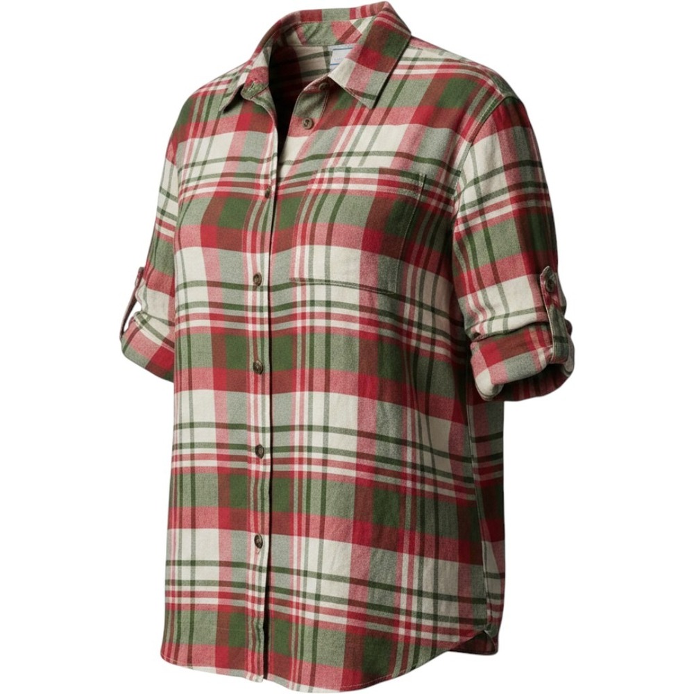 Columbia Women's Holly Hideaway Flannel Plaid Roll Tab Button Down Shirt XXL